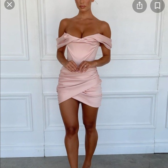 House Of CB 'Coraline' Blush Satin Corset Dress - Picture 2 of 15